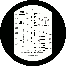 A RBC4AB-ATC refraktométer figyelőrése két skálával – megfelelő